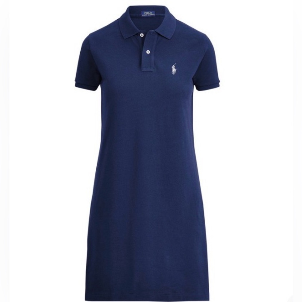 Ralph Lauren Navy Blue Polo with White Logo Womens size medium EC